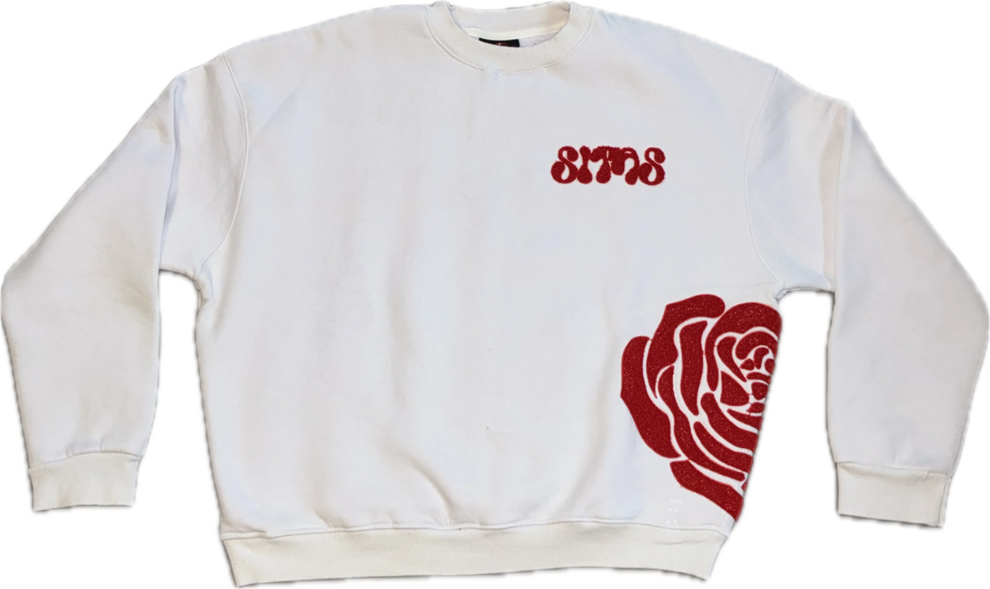 'Rose' Sweater White-Red